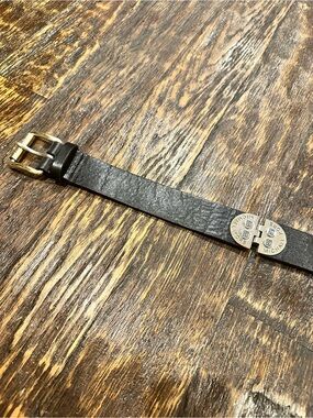 MICHAEL Michael Kors Black Leather Belt with Silver Buckle and Logo Medallion